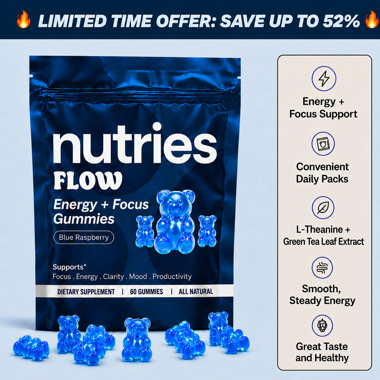 Nutries Energy + Focus Gummies