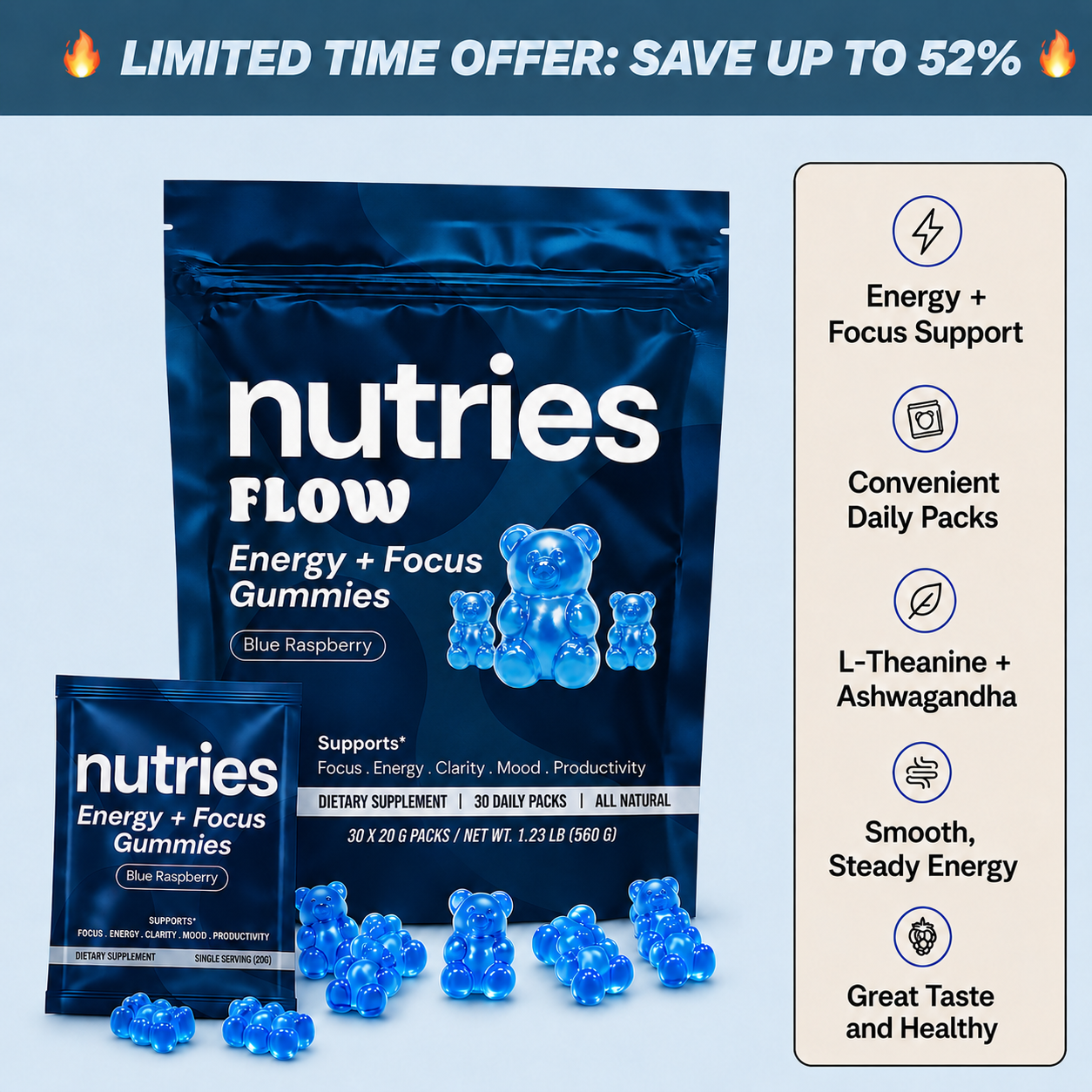 Nutries Energy + Focus Gummies